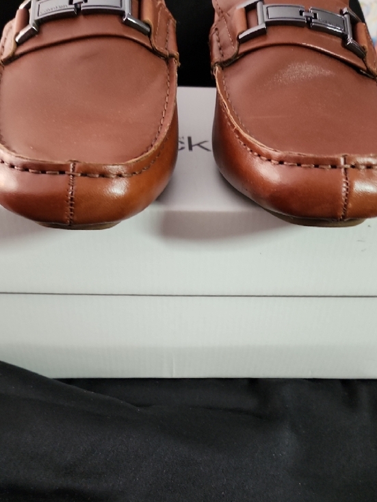Calvin Klein Men\'s Tan Leather Slip-On Loafers with Silver Bit main image 13